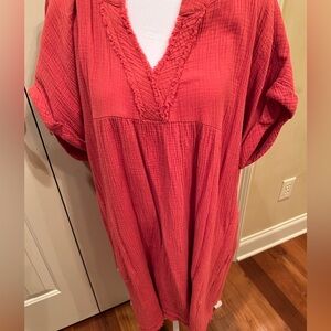 Ladies, Entro brand, size 1X , rust colored dress, gauze material